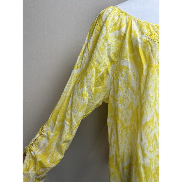 Lane Bryant Women’s Top 3/4 Sleeves Yellow Embroidered Elastic Waist Sz 18/20 - Picture 10 of 14